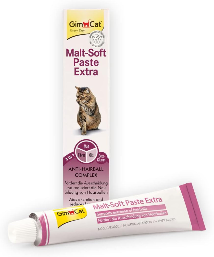 Gimcat Malt-Soft Paste Extra - Anti-Hairball Katzensnack Fördert Ausscheidung Von Haarballen - 1 Tube (1 X 200 G)