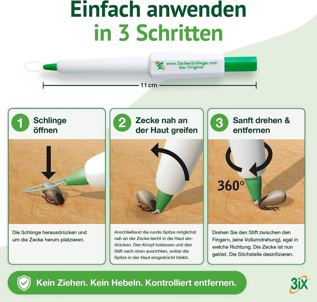 3Ix Zeckenschlinge, Das Original Aus Schweden, Statt Zeckenkarte, Pinzette, Haken, Zeckenmittel - Zeckenentferner Für Mensch, Haustiere Wie Hund, Katze, Hasen Und Mehr