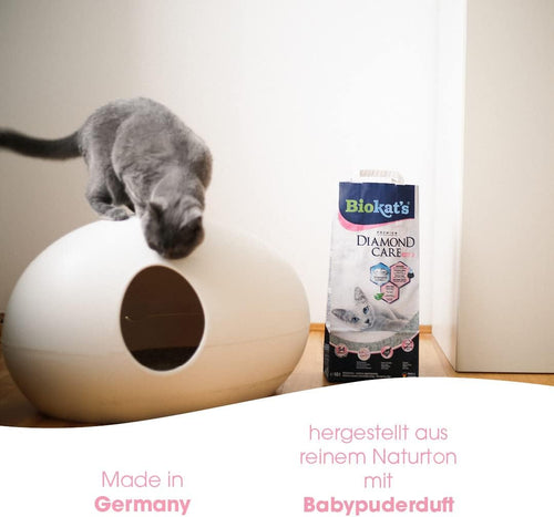 Biokat'S Diamond Care Fresh Katzenstreu Mit Babypuder-Duft - Feine Klumpstreu Aus Bentonit Mit Aktivkohle Und Aloe Vera - 1 Sack (1 X 10 L)