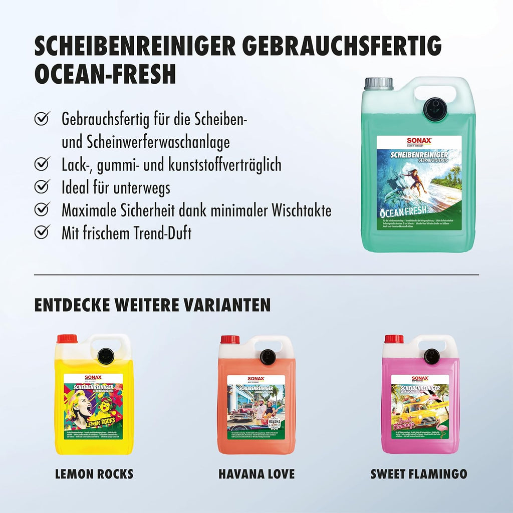 SONAX Scheibenreiniger Gebrauchsfertig Ocean-Fresh (5 Liter) Gebrauchsfertiger Reiniger Für Die Scheiben- Und Scheinwerferwaschanlage | Art-Nr. 02645000