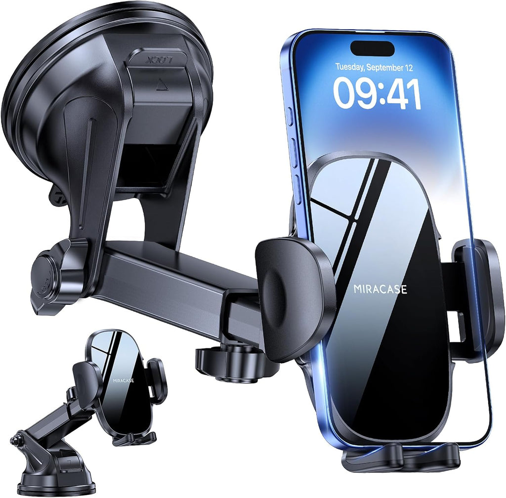 Miracase Handyhalterung Auto[Stärkst Saugnapf] Handyhalter Fürs Auto 360° Drehbar, Armaturenbrett Windschutzscheibe KFZ Handy Halterung Kits Für Iphone Galaxy Alle Smartphones