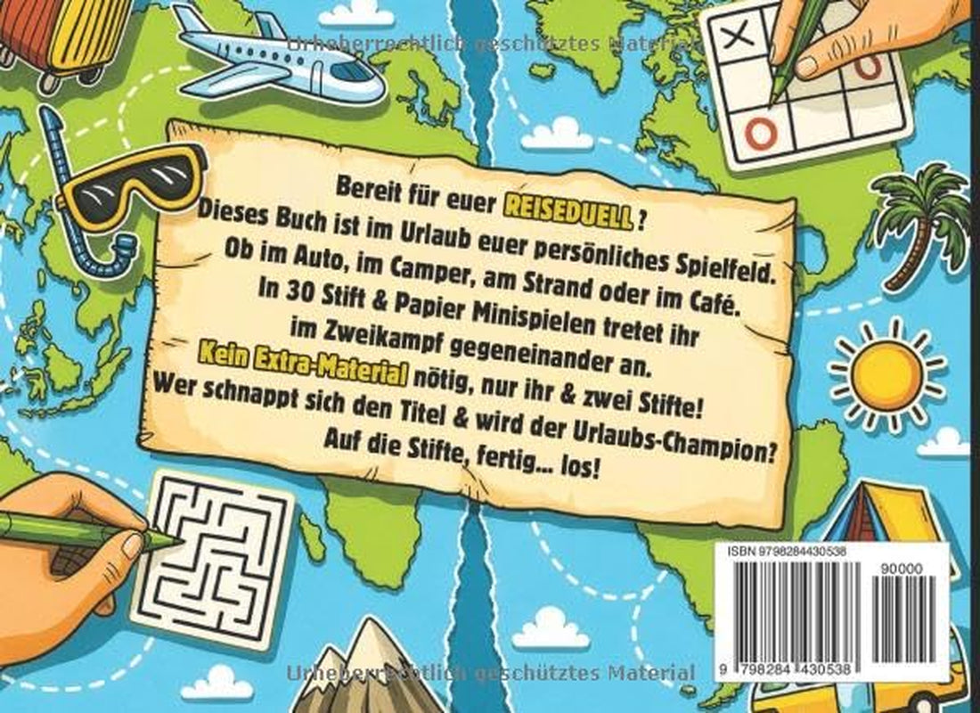 1 Gegen 1 Reiseduell: Stift Und Papier Minispiele Für Zwei | Reisespiele Ohne Hilfsmittel | Beschäftigung Im Urlaub Für Erwachsene, Paare, Familien & Kinder Ab 10 Jahre | Ideal Für Autofahrten