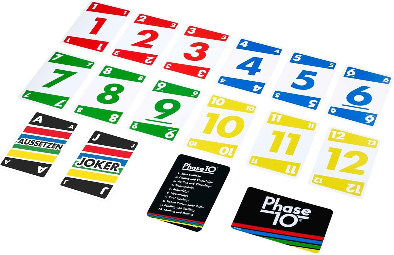 Mattel Games Phase 10 Kartenspiel Für Die Familie, Deutsche Version, Von Den Uno-Machern, Rommé-Ähnlich, Perfekt Als Kinderspiel, Reisespiel Oder Spiel Für Erwachsene, Für 2-6 Spieler, FPW38