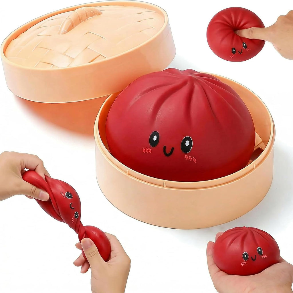 XXL Mystery Dumpling Squishy Buns 1Er, 3Er, 4Er Set – Glitter & Matt & Glow Überraschungsfarbe – 9,5Cm Squeeze Toy Mit Steamer Box – anti Stress Ball Knetball Baozi Mochi
