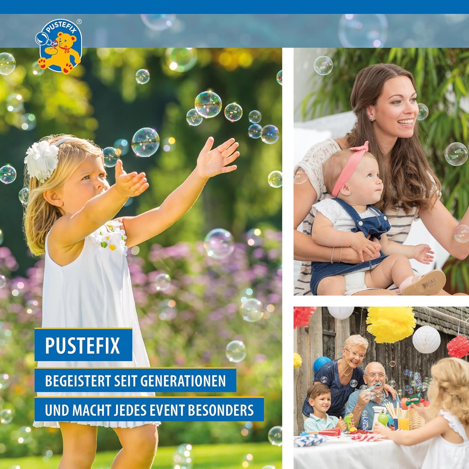 PUSTEFIX - 420869725 Seifenblasen Nachfüllflasche Maxi 1L I Seifenblasenflüssigkeit Für Bunte Blasen I I Extra Flüssigkeit Für Mehr Bubble Spaß I Für Kinder & Erwachsene Auf Geburtstag, Hochzeit