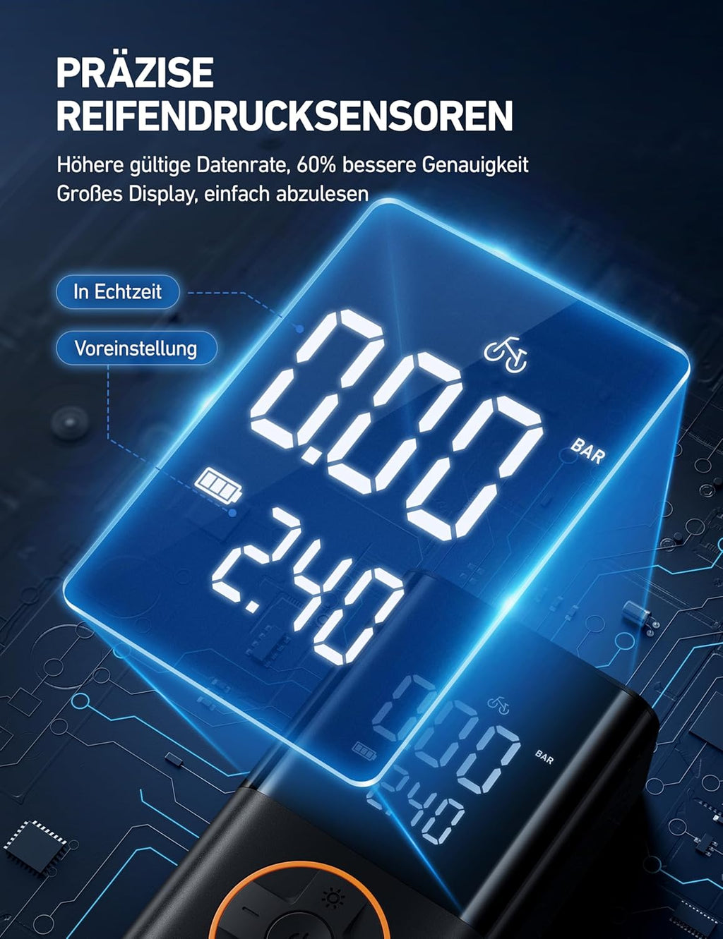 Astroai Kabellose Elektrische Luftpumpe, Tragbare Akku Fahrradpumpe Mit Alle Ventile, Led-Licht, Wiederaufladbare Reifenpumpe Für Fahrrad, E-Bike, Auto, Motorrad, Bälle, Schwarz | Mit Alle Ventile Led-Licht, Wiederaufladbare Reifenpumpe Für Fahrrad, E-Bik