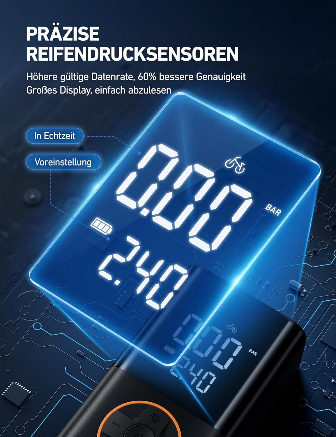 Astroai Kabellose Elektrische Luftpumpe, Tragbare Akku Fahrradpumpe Mit Alle Ventile, Led-Licht, Wiederaufladbare Reifenpumpe Für Fahrrad, E-Bike, Auto, Motorrad, Bälle, Schwarz | Mit Alle Ventile Led-Licht, Wiederaufladbare Reifenpumpe Für Fahrrad, E-Bik