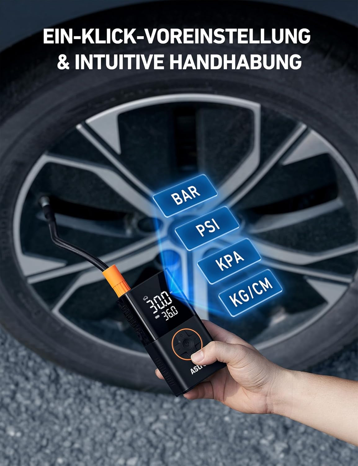 Astroai Kabellose Elektrische Luftpumpe, Tragbare Akku Fahrradpumpe Mit Alle Ventile, Led-Licht, Wiederaufladbare Reifenpumpe Für Fahrrad, E-Bike, Auto, Motorrad, Bälle, Schwarz | Mit Alle Ventile Led-Licht, Wiederaufladbare Reifenpumpe Für Fahrrad, E-Bik
