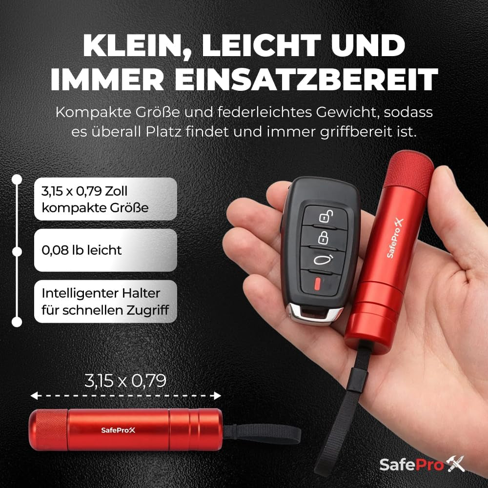 Notfallhammer Auto Mit Gurtschneider - Lebensrettender Kompakt Federkörner Glasbrecher - Sicherheit Rescue Tool & Scheiben Zertrümmerer Für Schnelle Flucht Bei Straße Unfällen (2Er-Pack)