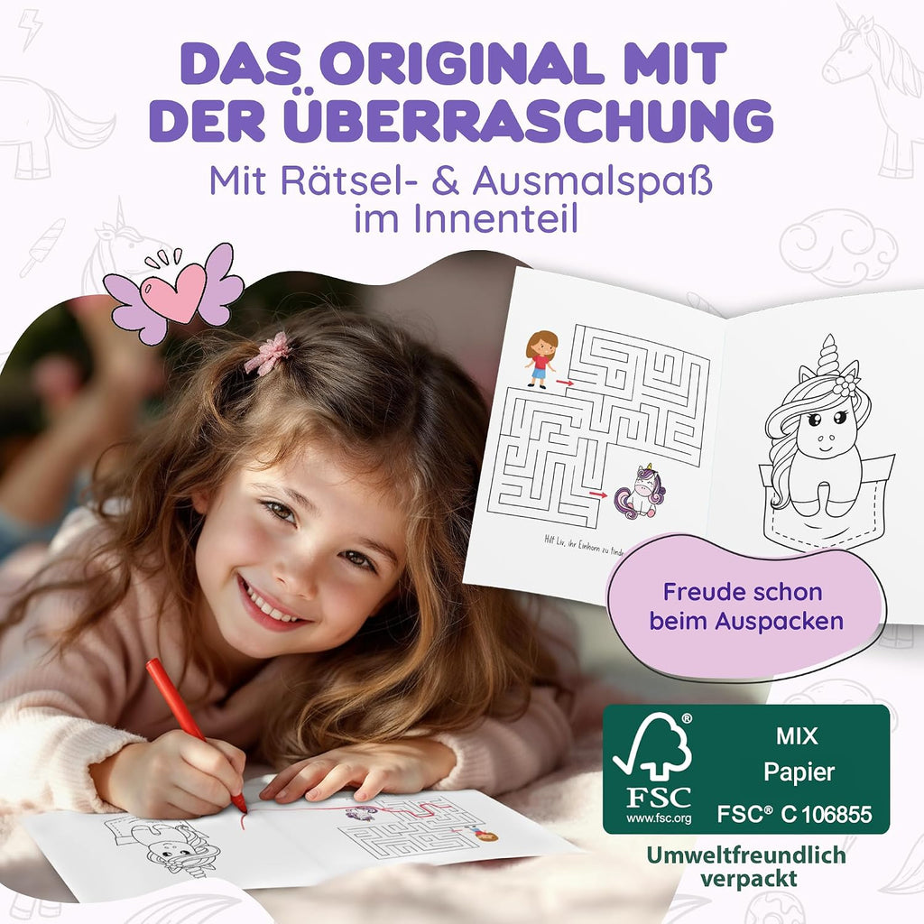 Lila Liebt Dich® 100 Fantastische Einhorn-Tattoos Kinder (6 Unterschiedliche Bögen) - Temporäre Tattoos// Kindertattoos Hautfreundlich & Dermatologisch Getestet // Kinder Tattoo Made in Germany