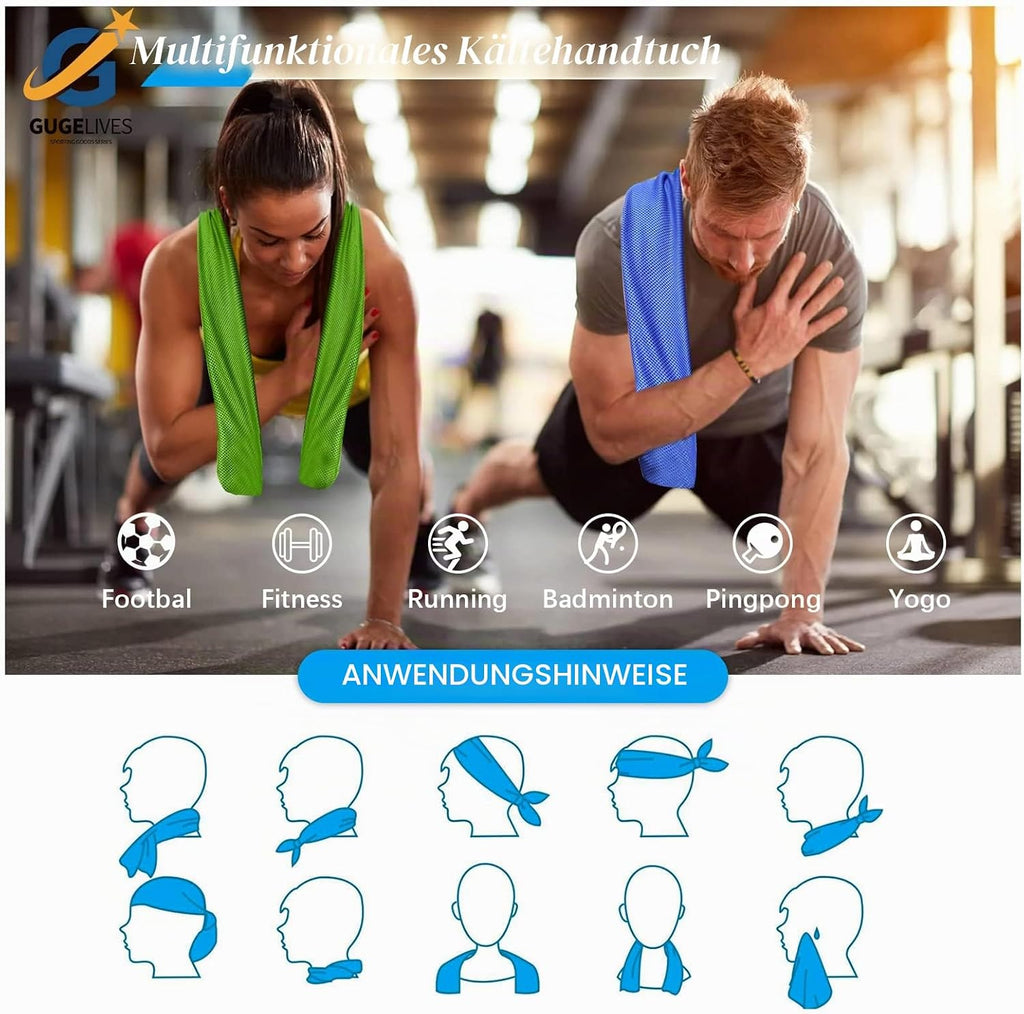 [6Pack]Kühlendes Handtuch, Eis-Sport-Handtuch, Kühles Handtuch Für Sofortige Kühlung, Für Yoga, Reisen, Golf, Fitnessstudio, Camping, Fitness, Laufen, Workout Und Weitere Aktivitäten (90X 30Cm)