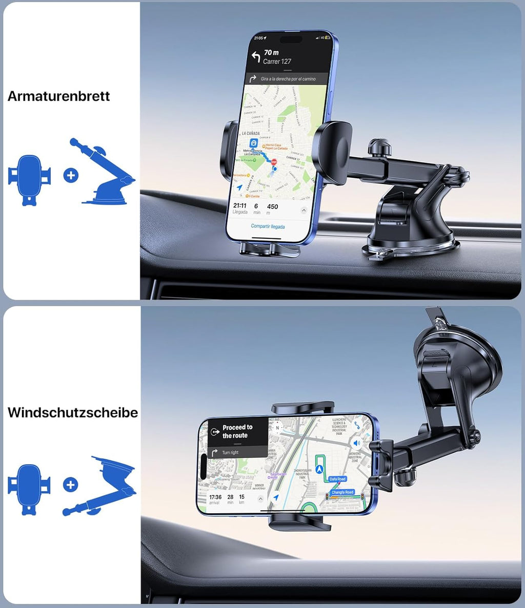 Miracase Handyhalterung Auto[Stärkst Saugnapf] Handyhalter Fürs Auto 360° Drehbar, Armaturenbrett Windschutzscheibe KFZ Handy Halterung Kits Für Iphone Galaxy Alle Smartphones