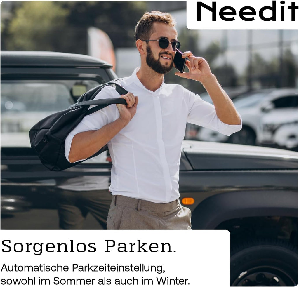 Needit Elektronische Parkscheibe Park Micro I Die Weltweit Dünnste Automatische Parkscheibe Mit Kba-Zulassung I Kompakte, Digitale Parkuhr Mit Gut Lesbarem Display I Langlebige Batterie, 9,4 Mm Dünn