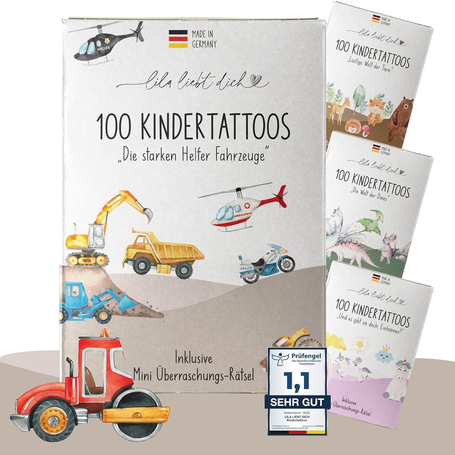 Lila Liebt Dich® 100 Fantastische Einhorn-Tattoos Kinder (6 Unterschiedliche Bögen) - Temporäre Tattoos// Kindertattoos Hautfreundlich & Dermatologisch Getestet // Kinder Tattoo Made in Germany