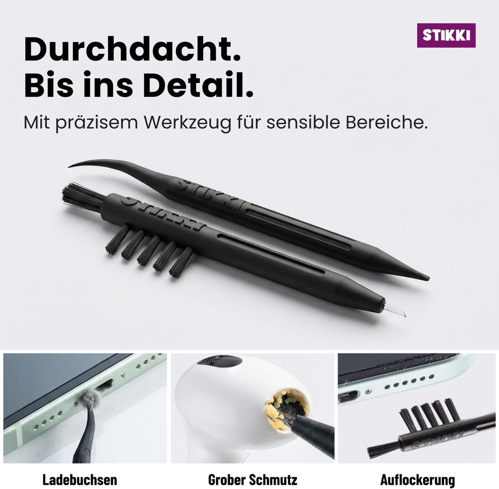 STIKKI Reinigungsknete Handy & Kopfhörer - Reinigungsset Für Lautsprecher, Ladebuchse Reiniger UVM - Rückstandsfreie Reinigung Schwer Erreichbarer Stellen, Kompatibel Mit Airpods, Iphone & Mehr