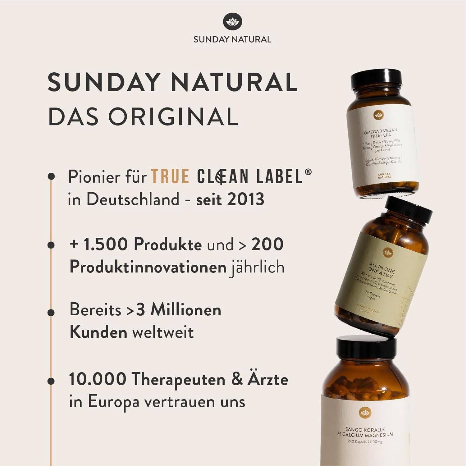 SUNDAY NATURAL® Magnesium Bisglycinat - 240 Kapseln - 300Mg Reines Magnesium Pro Tagesdosis - Depot Magnesiumglycinat Als Organisches Aminosäurechelat - Laborgeprüft, Vegan