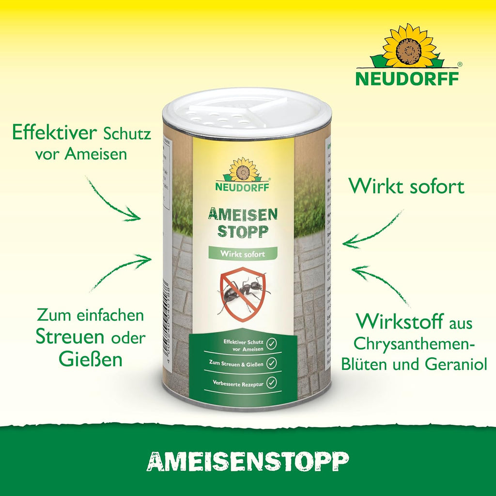 Neudorff Ameisenstopp – Ameisenstreumittel Mit Sofortwirkung Schützt Effektiv Gegen Ameisen Rund Ums Haus. Ameisenmittel Zum Streuen Oder Gießen, 300 G