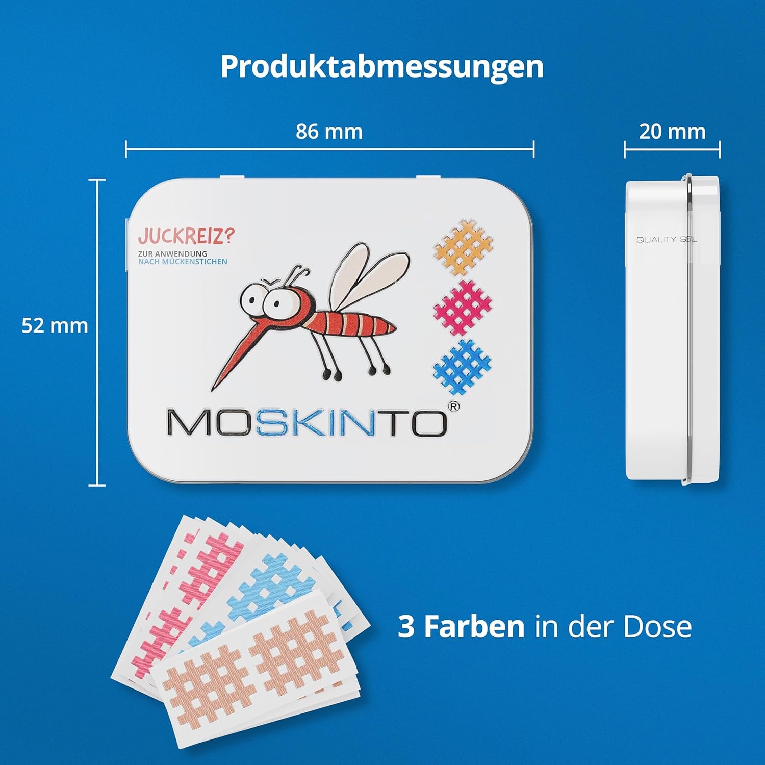 Moskinto Mückenpflaster Für Kinder Und Erwachsene - Zur Anwendung Bei Mückenstichen Und Insektenstichen - Lindert Juckreiz - in Verschiedenen Farben - 42 Pflaster