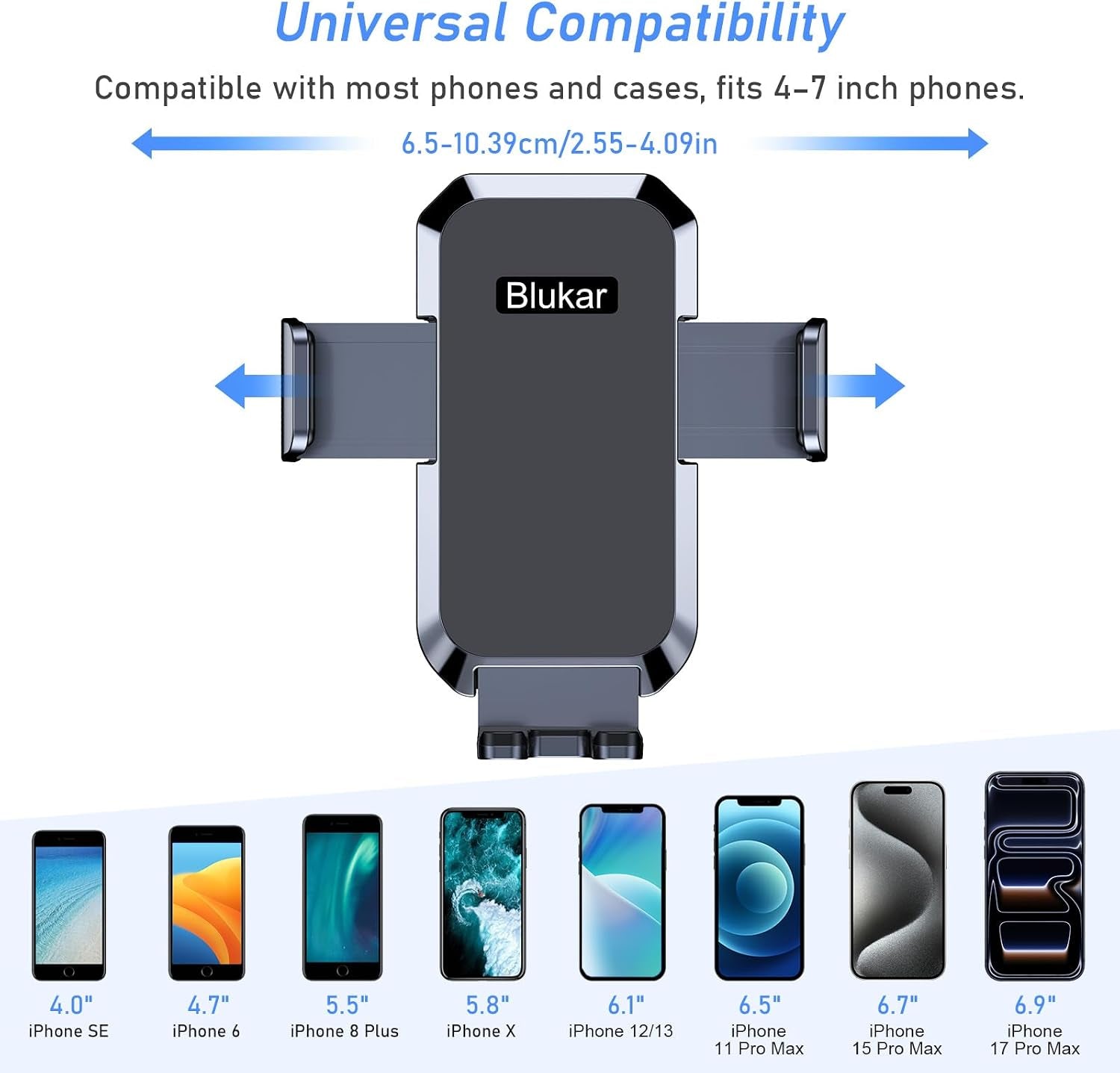 Blukar Handyhalterung Auto, [Upgrade Saugnapf] Handyhalter Für Autos Armaturenbrett & Windschutzscheibe, 360° Drehbar KFZ Handy Halterung Mit Ein-Knopf-Release Für Iphone, Galaxy, Mate Usw.