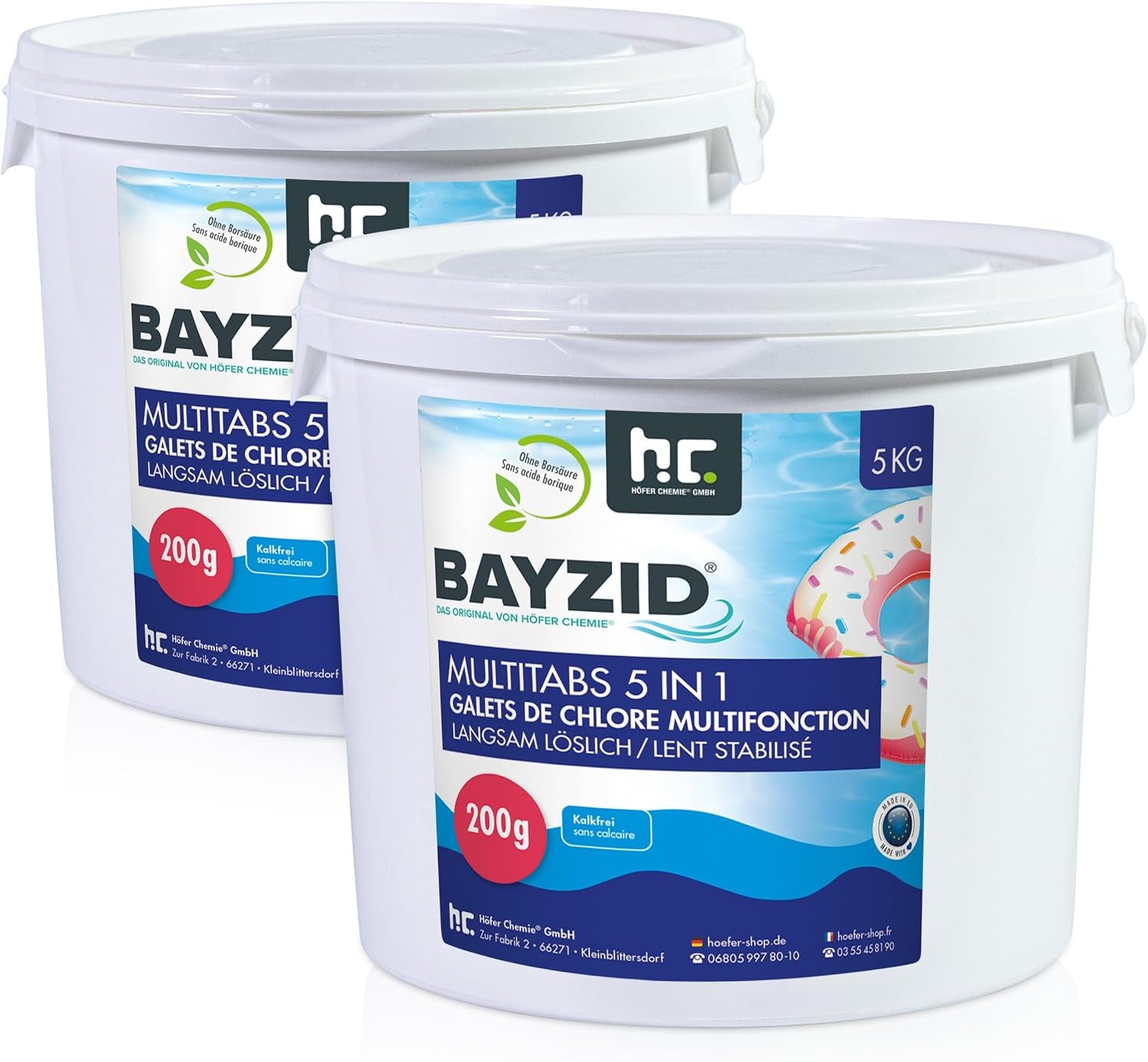 BAYZID Chlor Multitabs 5 in 1-200G Chlortabletten Für Pool - 5Kg - 5-Phasen Pflege & Reinigung - Made in Europe - Für Kristallklares Poolwasser