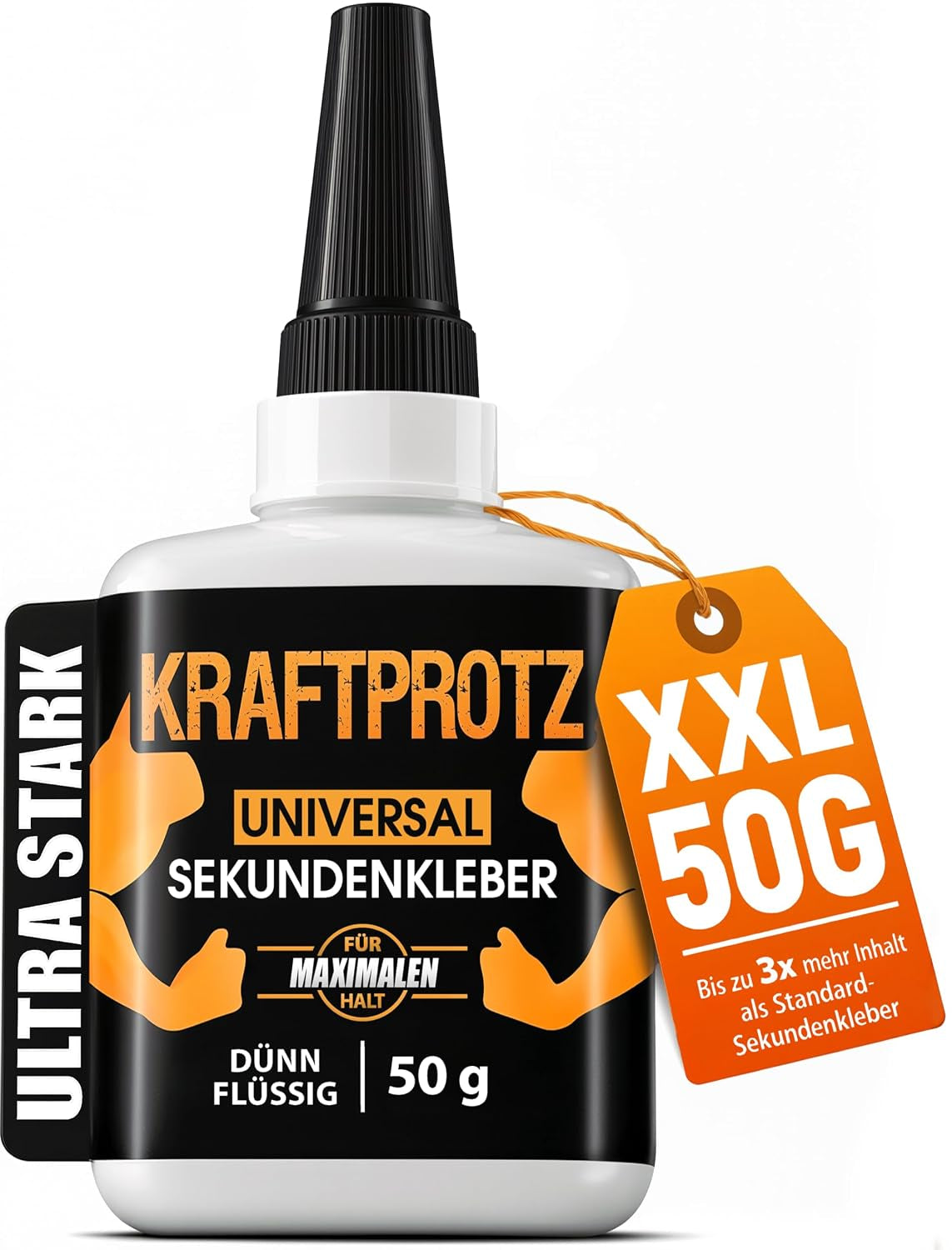 Sekundenkleber Extra Stark Gel 50 G – XXL Superkleber Für Holz, Metall, Kunststoff, Glas – Tropffrei, Hitze- & Wasserfest – Für Reparaturen in Haushalt, Werkstatt, Auto, DIY & Modellbau – KRAFTPROTZ