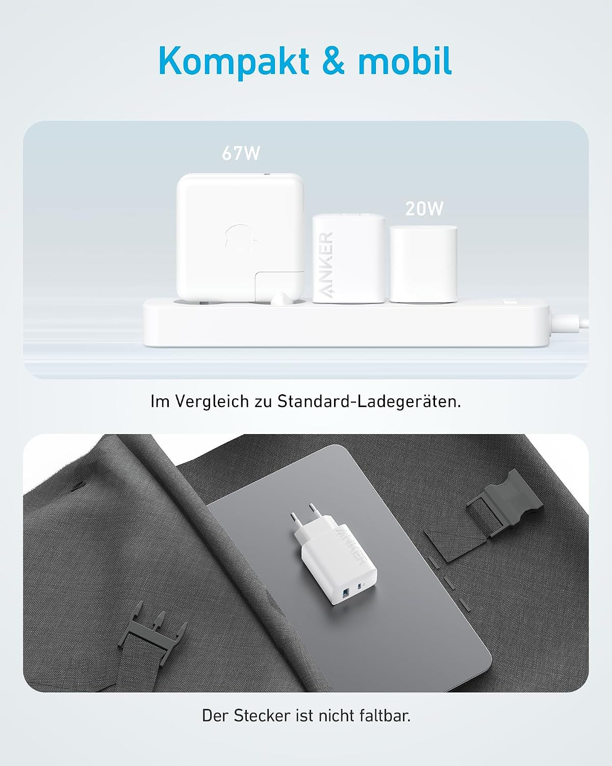 Anker 20W USB C Ladegerät, Ipad Netzteil, Usb-Schnellladenetzteil, Ipad Ladegerät, Kompatibel Mit Iphone 17/16/15 Series (Mit 150Cm USB-C Kabel)