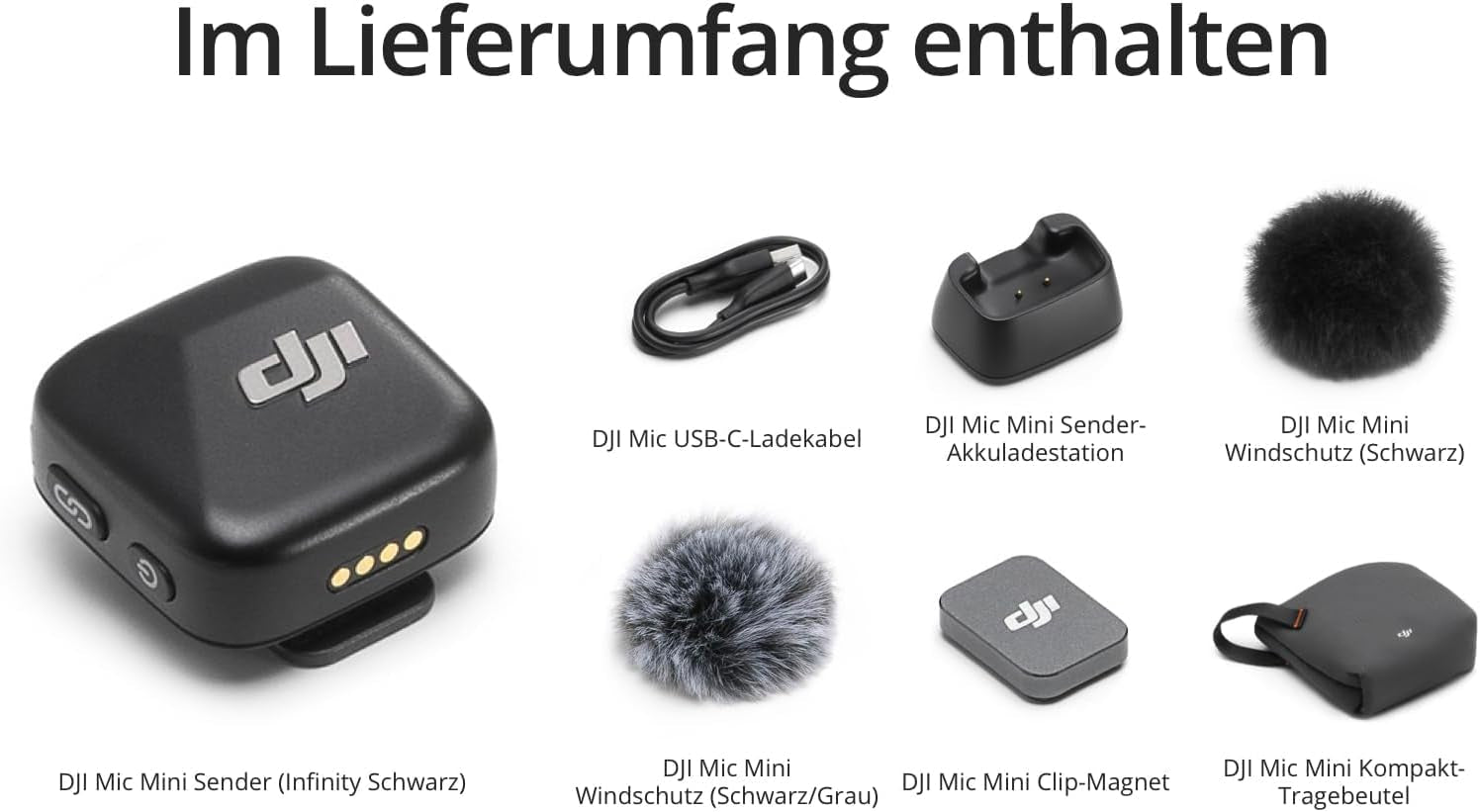 DJI Mic Mini Sender Mikrofon (Infinity Schwarz), Ultraleicht, Osmoaudio, Geräuschunterdrückung, Wireless Mikrofon Für Handy/Kamera, Iphone, Android, Vlog, Youtube