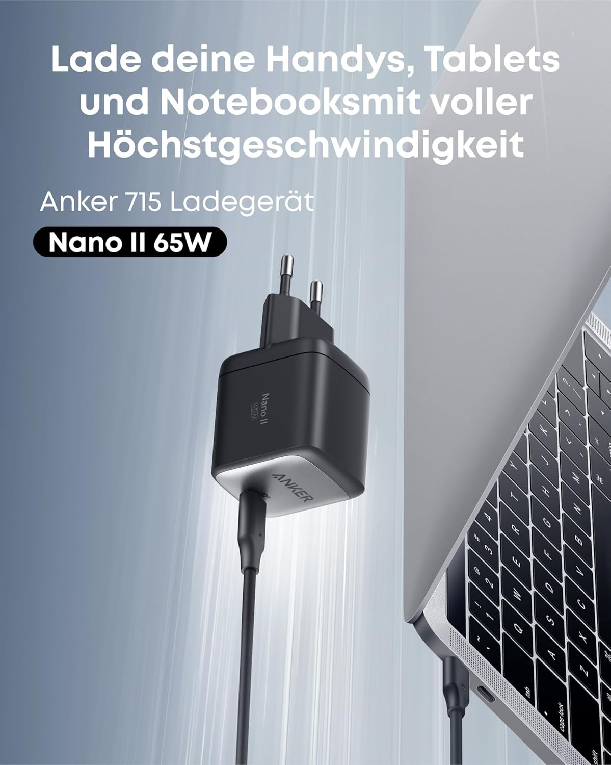 Anker Nano II 65W USB C Ladegerät Netzteil Mit Schnellladeleistung, Gan II Technologie, Kompatibel Mit Macbook Pro/Air, Galaxy S20/S10, Iphone 17/Pro/Iphone Air/16/15, Ipad, Pixel (Schwarz)