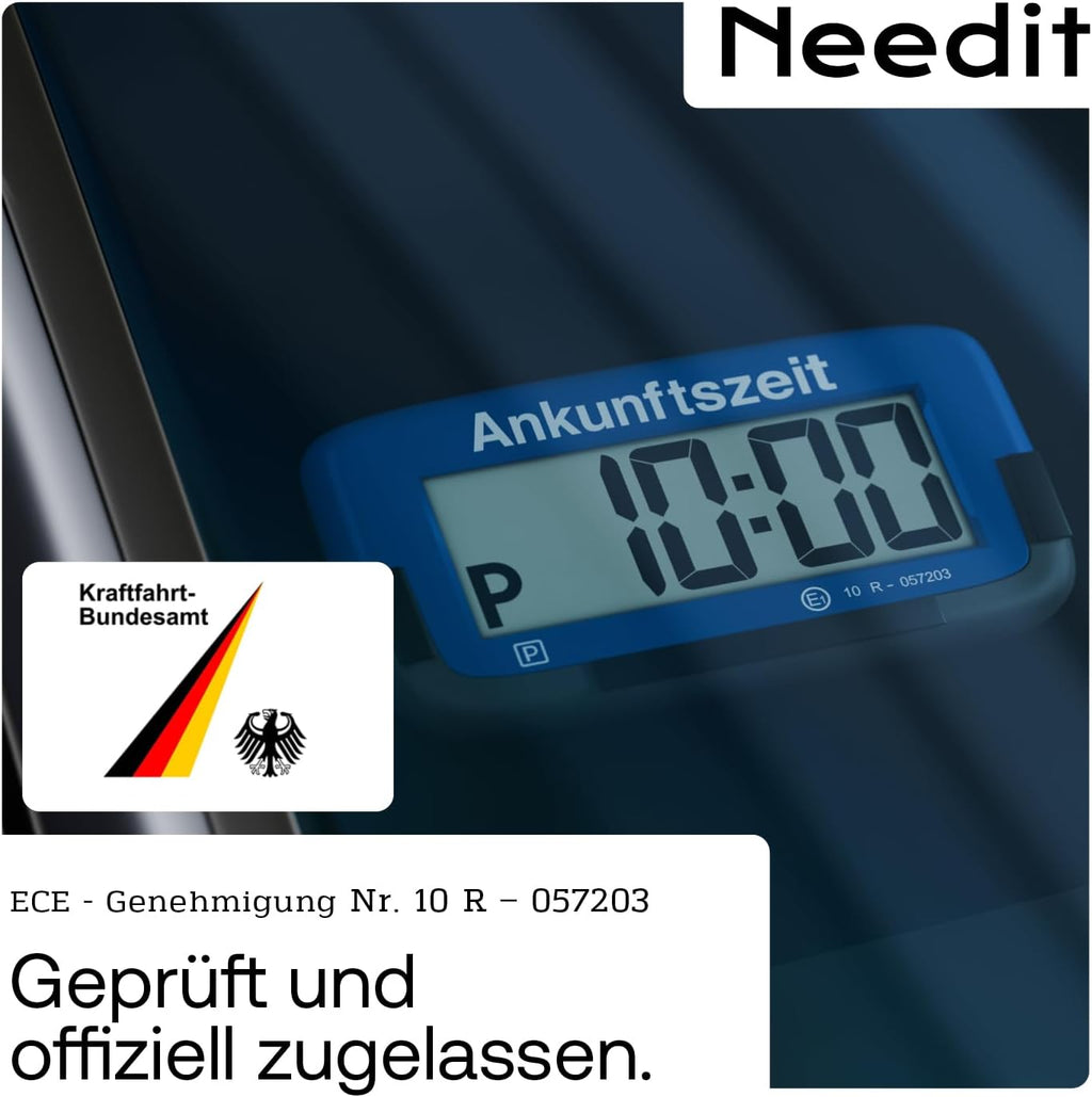 Needit Elektronische Parkscheibe Park Micro I Die Weltweit Dünnste Automatische Parkscheibe Mit Kba-Zulassung I Kompakte, Digitale Parkuhr Mit Gut Lesbarem Display I Langlebige Batterie, 9,4 Mm Dünn