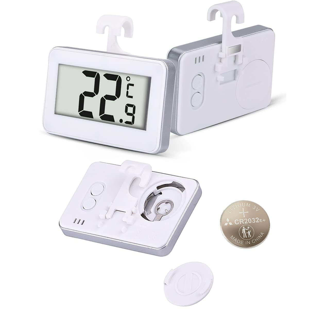 Kühlschrankthermometer, Digitale Wasserdichte Thermometer Kühlschrank Mit Gefrierfach Thermometer Mit Gut Lesbarem Lcd-Anzeige Lesen Perfekt Für Lnnen/Außen/Home/Restaurants/Bars/Cafés (Weiß-1)