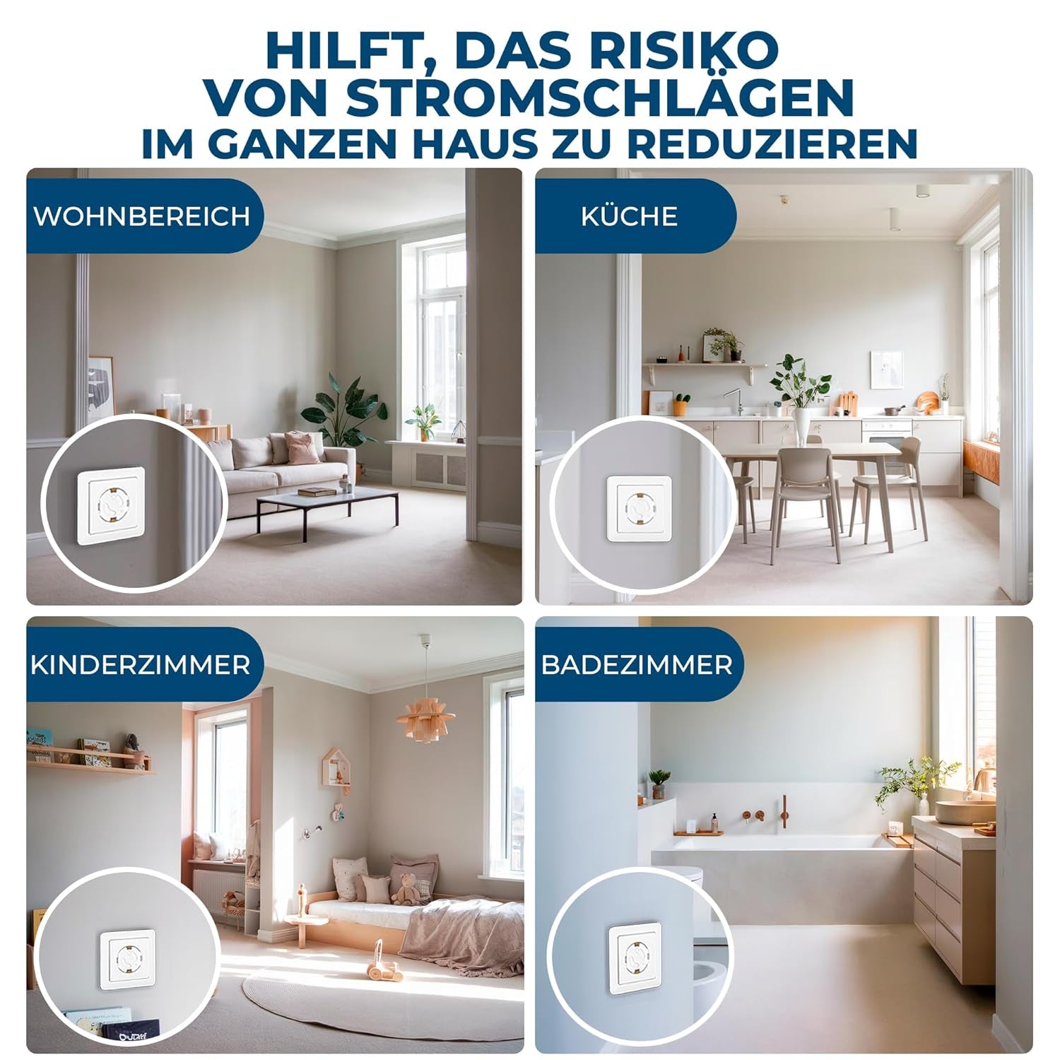Hoffenbach 20X Steckdosen Kindersicherung – Steckdosensicherung Mit Drehmechanik – Schutz Für Babys & Kinder – Steckdosenschutz Verhindert Unfälle & Stromschläge – Steckdose Kinderschutz – Weiß