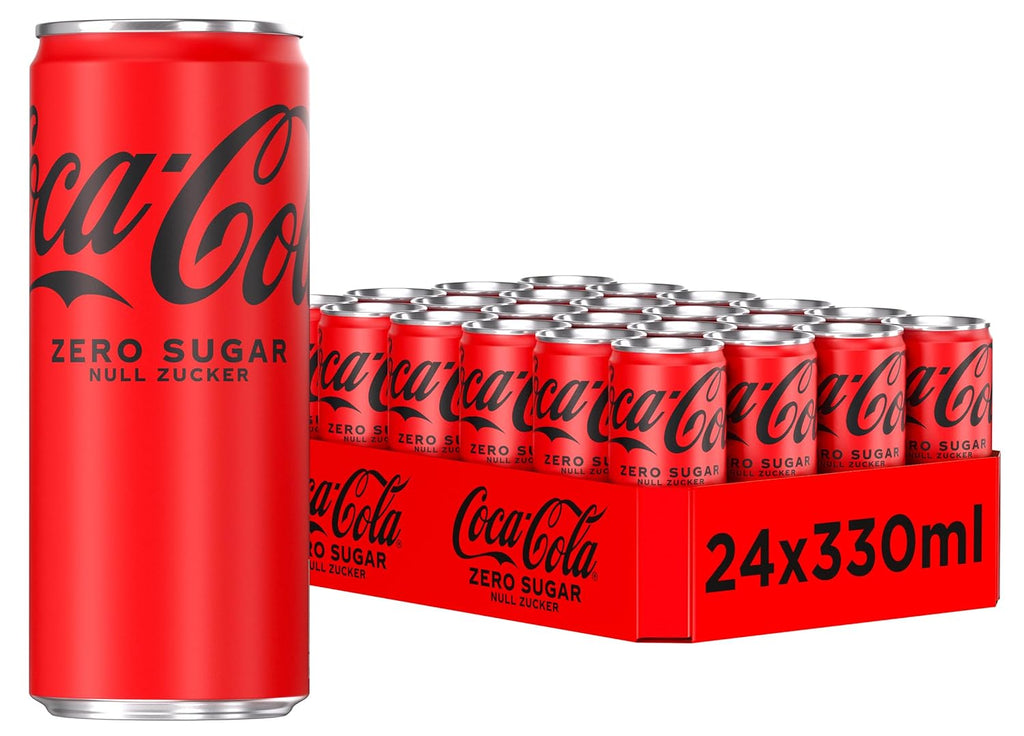 Coca-Cola Zero Sugar - Koffeinhaltiges Erfrischungsgetränk Mit Originalem Coca-Cola-Geschmack - Null Zucker Und Ohne Kalorien - in Stylischen Dosen (24 X 330 Ml)