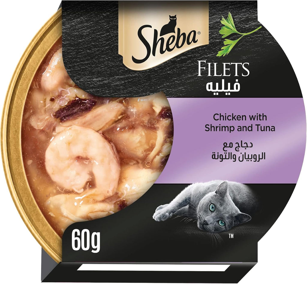 SHEBA Filets Adult Katzenfutter in Sauce Mit Huhn 16 X 60G Schale