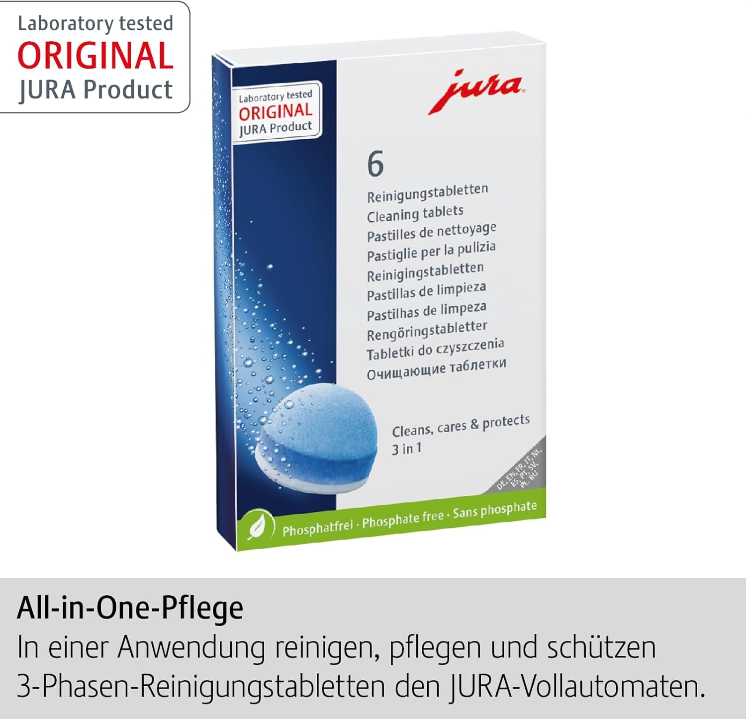 JURA Original - 3-Phasen-Reinigungstabletten Für 6 Reinigungen - Tüv-Zertifizierte Hygiene - 6 Stück - 24225