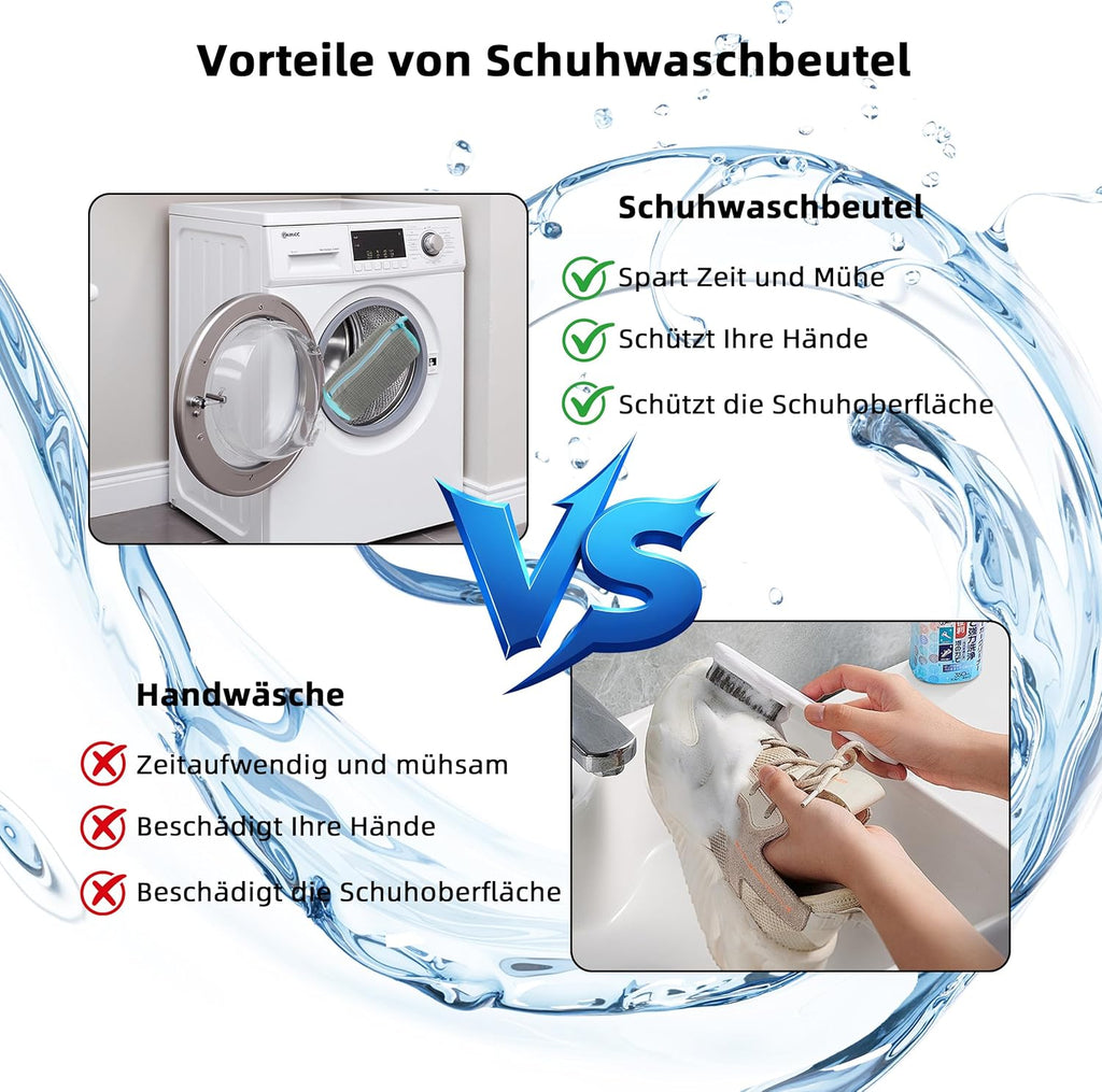 Schuhwaschbeutel Waschmaschine 2 Stück 39X19Cm Grau Anti-Verformung Sneaker Wäschenetz Mit 360° Reinigungsflusen Wiederverwendbar Wäschesack Schuhe Für Waschmaschine Und Trockner