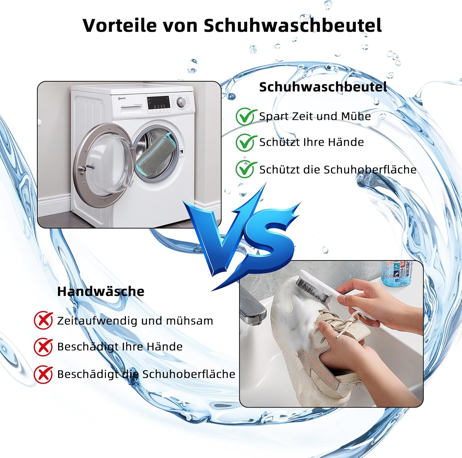 Schuhwaschbeutel Waschmaschine 2 Stück 39X19Cm Grau Anti-Verformung Sneaker Wäschenetz Mit 360° Reinigungsflusen Wiederverwendbar Wäschesack Schuhe Für Waschmaschine Und Trockner