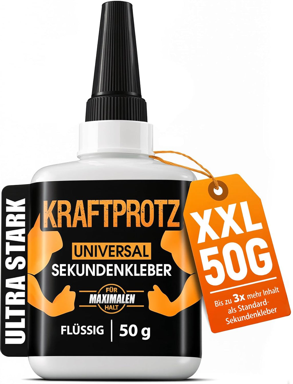 Sekundenkleber Extra Stark Gel 50 G – XXL Superkleber Für Holz, Metall, Kunststoff, Glas – Tropffrei, Hitze- & Wasserfest – Für Reparaturen in Haushalt, Werkstatt, Auto, DIY & Modellbau – KRAFTPROTZ