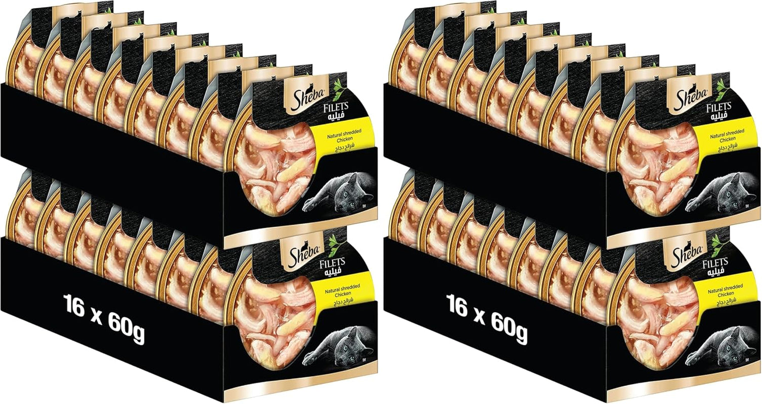 SHEBA Filets Adult Katzenfutter in Sauce Mit Huhn 16 X 60G Schale