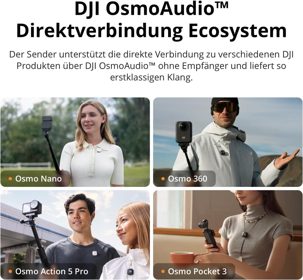 DJI Mic Mini Sender Mikrofon (Infinity Schwarz), Ultraleicht, Osmoaudio, Geräuschunterdrückung, Wireless Mikrofon Für Handy/Kamera, Iphone, Android, Vlog, Youtube