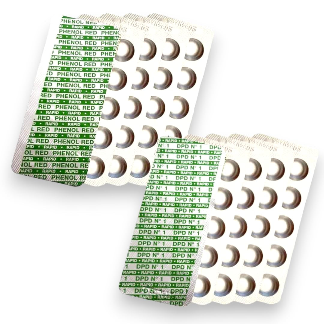 Pooltester Nachfülltabletten 100 Stück | 50X DPD1 Für Freies Chlor & Brom + 50X Phenol Red Für Ph-Wert | Rapid Wassertest Tabletten Für Pool, Whirlpool & Spa | Passend Für Schütteltester
