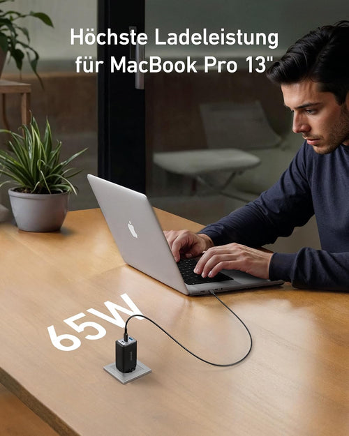 Anker Nano 65W USB C Ladegerät, 3-Port PPS Schnellladegerät, Ipad Ladegerät, Kompaktes Netzteil Für Macbook Pro, Ipad Pro, Galaxy S20, Dell XPS 13, Note 20, Iphone 17/16/15 Series,Pixels