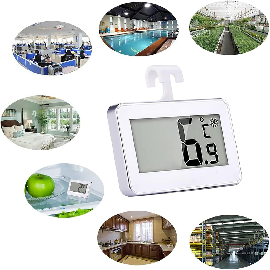 Kühlschrankthermometer, Digitale Wasserdichte Thermometer Kühlschrank Mit Gefrierfach Thermometer Mit Gut Lesbarem Lcd-Anzeige Lesen Perfekt Für Lnnen/Außen/Home/Restaurants/Bars/Cafés (Weiß-1)