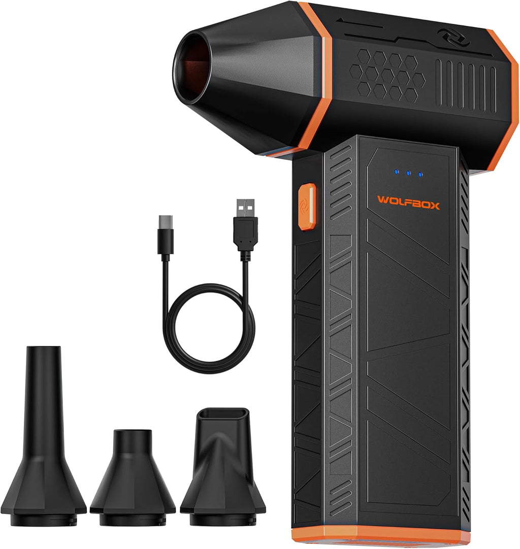WOLFBOX Megaflow 50 Electric Air Duster-110000Rpm Super Power Cordless Air Duster, 3-Gang Einstellbare Mini-Gebläse Mit Akku, Staubbläser Für Computer, Tastatur, Haus, Outdoor Und Auto