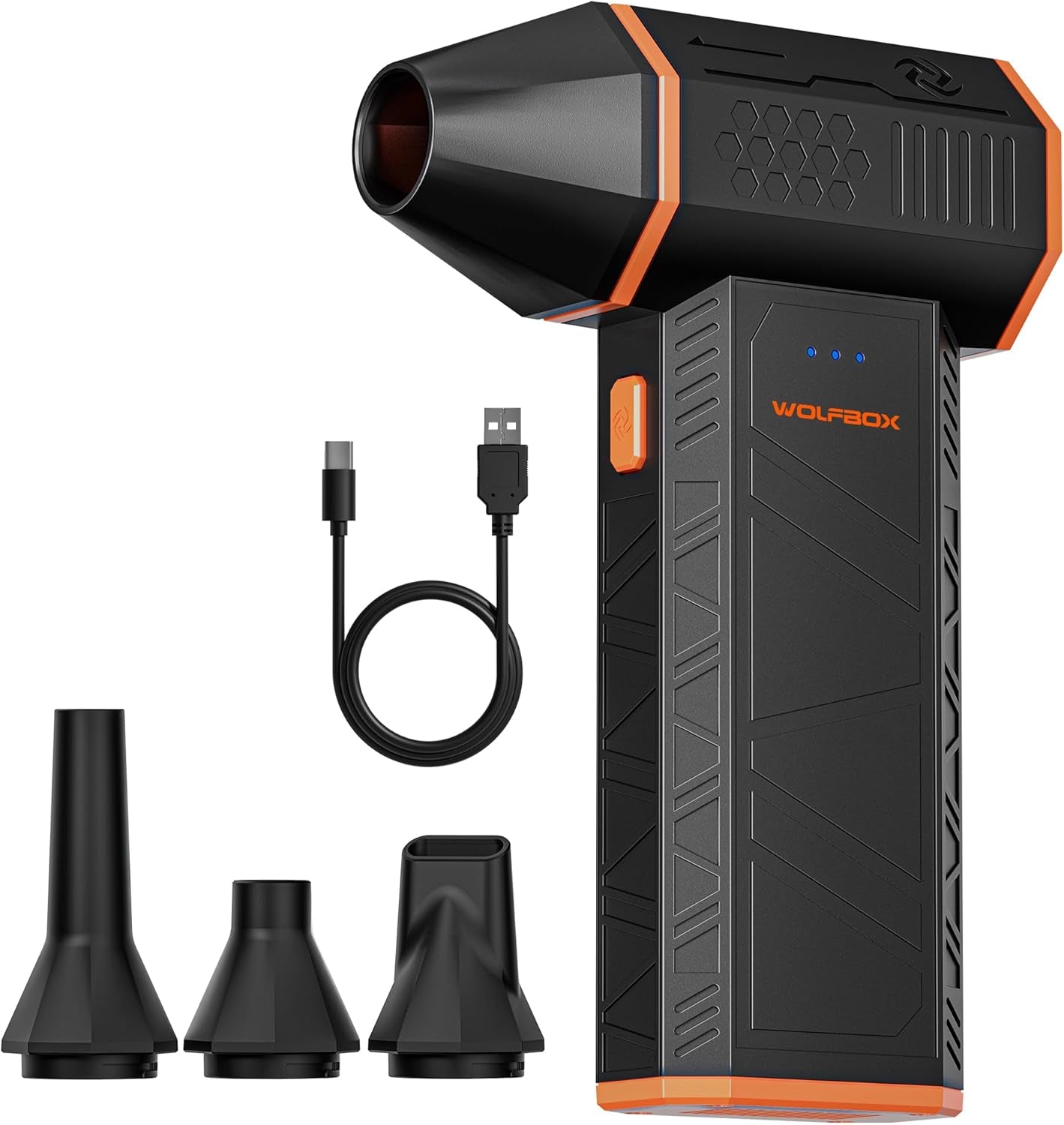 WOLFBOX Megaflow 50 Electric Air Duster-110000Rpm Super Power Cordless Air Duster, 3-Gang Einstellbare Mini-Gebläse Mit Akku, Staubbläser Für Computer, Tastatur, Haus, Outdoor Und Auto