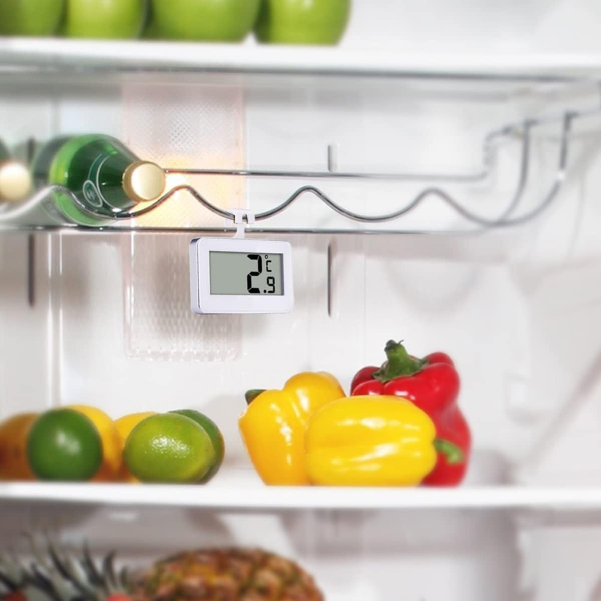 Kühlschrankthermometer, Digitale Wasserdichte Thermometer Kühlschrank Mit Gefrierfach Thermometer Mit Gut Lesbarem Lcd-Anzeige Lesen Perfekt Für Lnnen/Außen/Home/Restaurants/Bars/Cafés (Weiß-1)