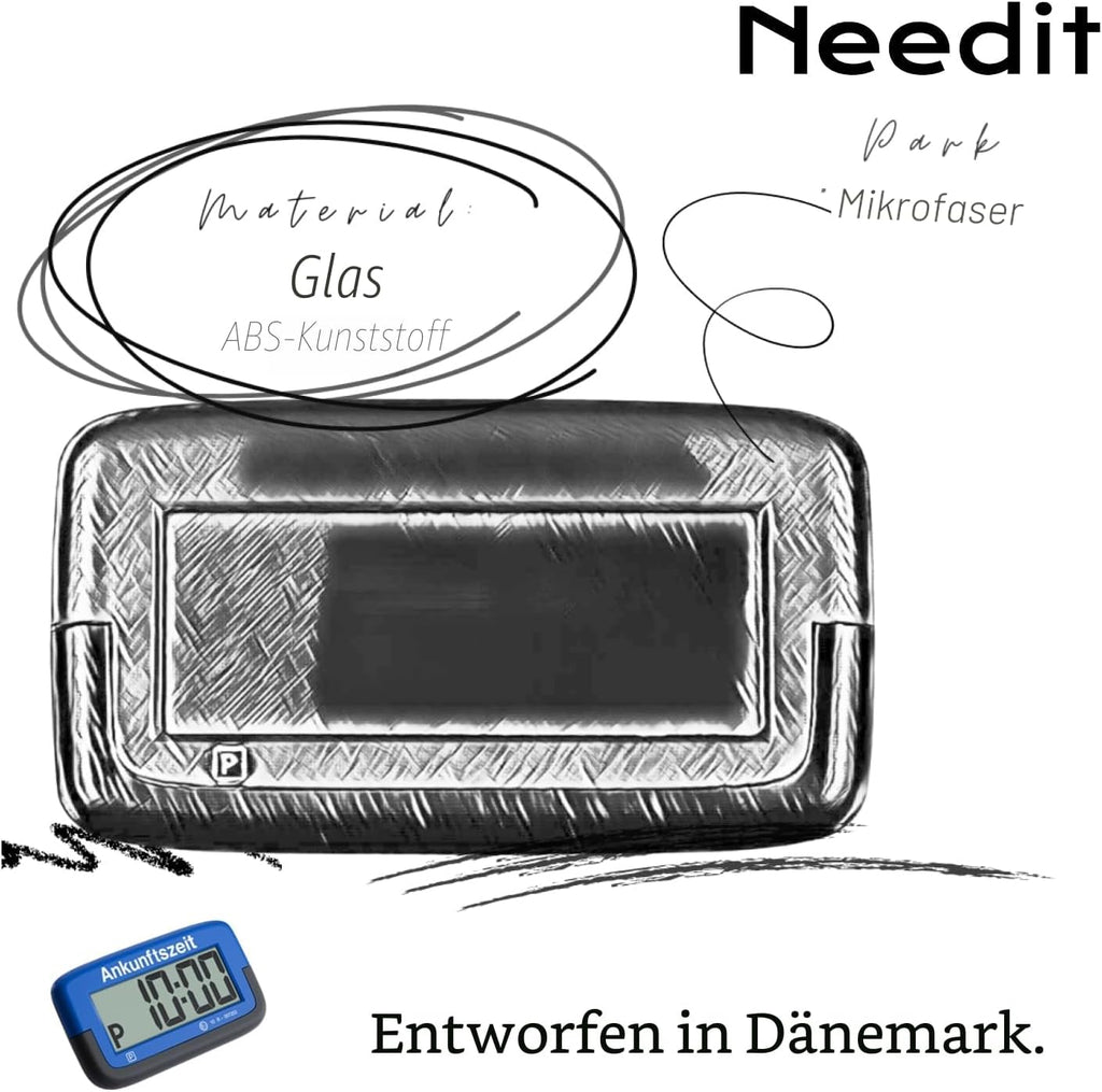 Needit Elektronische Parkscheibe Park Micro I Die Weltweit Dünnste Automatische Parkscheibe Mit Kba-Zulassung I Kompakte, Digitale Parkuhr Mit Gut Lesbarem Display I Langlebige Batterie, 9,4 Mm Dünn